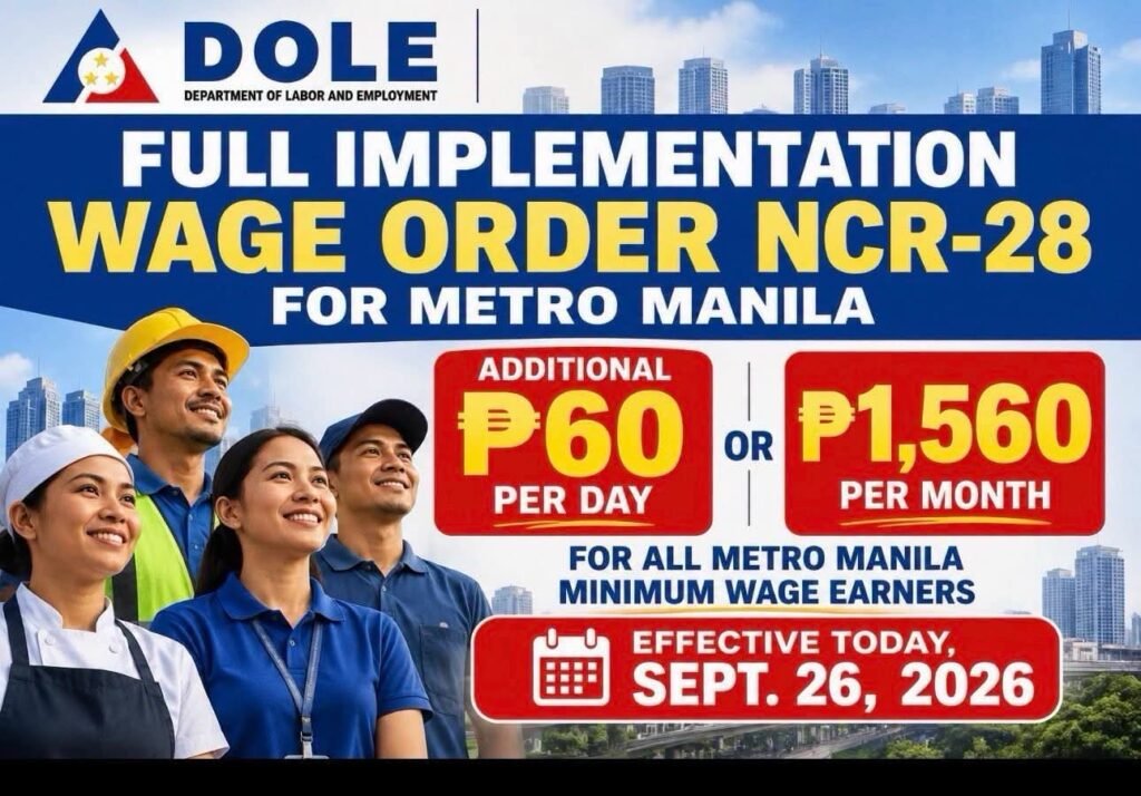 P60 DAGDAG-SAHOD SA NCR, EPEKTIBO NA