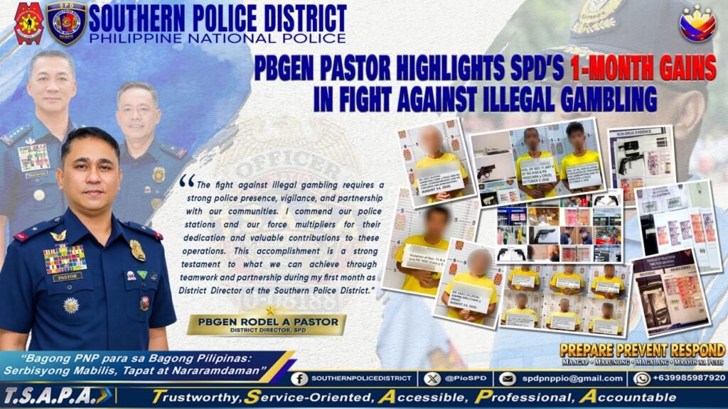 PBGEN PASTOR HIGHLIGHTS SPD’S 1-MONTH GAINS IN FIGHT AGAINST ILLEGAL GAMBLING
