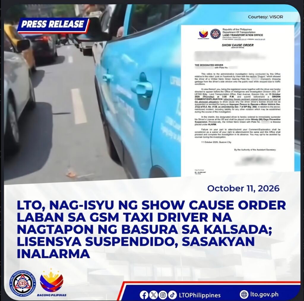 𝐋𝐓𝐎, 𝐍𝐀𝐆-𝐈𝐒𝐘𝐔 𝐍𝐆 𝐒𝐇𝐎𝐖 𝐂𝐀𝐔𝐒𝐄 𝐎𝐑𝐃𝐄𝐑 𝐋𝐀𝐁𝐀𝐍 𝐒𝐀 𝐆𝐒𝐌 𝐓𝐀𝐗𝐈 𝐃𝐑𝐈𝐕𝐄𝐑 𝐍𝐀 𝐍𝐀𝐆𝐓𝐀𝐏𝐎𝐍 𝐍𝐆 𝐁𝐀𝐒𝐔𝐑𝐀 𝐒𝐀 𝐊𝐀𝐋𝐒𝐀𝐃𝐀; 𝐋𝐈𝐒𝐄𝐍𝐒𝐘𝐀 𝐒𝐔𝐒𝐏𝐄𝐍𝐃𝐈𝐃𝐎, 𝐒𝐀𝐒𝐀𝐊𝐘𝐀𝐍 𝐈𝐍𝐀𝐋𝐀𝐑𝐌𝐀